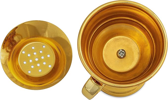 AM Regal Metal Incense Burner - Bakhoor Burner Mubkhara – Frankincense Resin Burner - Ideal for Yoga, Spa & Aromatherapy (Gold)