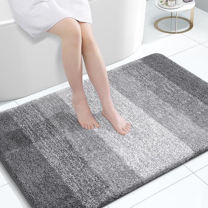 OLANLY Large Bathroom Rugs Mat 44x32, Extra Soft Absorbent Microfiber Bath Rugs, Rubber Backing, Quick Dry, Machine Washable Bath Mats for Bathroom Floor, Tub and Shower, Home Decor Accessories, Grey