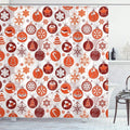 Ambesonne Christmas Shower Curtain, Classical Themed Old Fashioned Celebration Carols Winter Design Patterns, Cloth Fabric Bathroom Decor Set with Hooks, 69" W x 70" L, White Vermilion