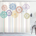 Ambesonne Floral Shower Curtain, Flower Inspired Artwork Colorful Dandelions on White Background Illustration Print, Cloth Fabric Bathroom Decor Set with Hooks, 69" W x 70" L, Dark Seafoam