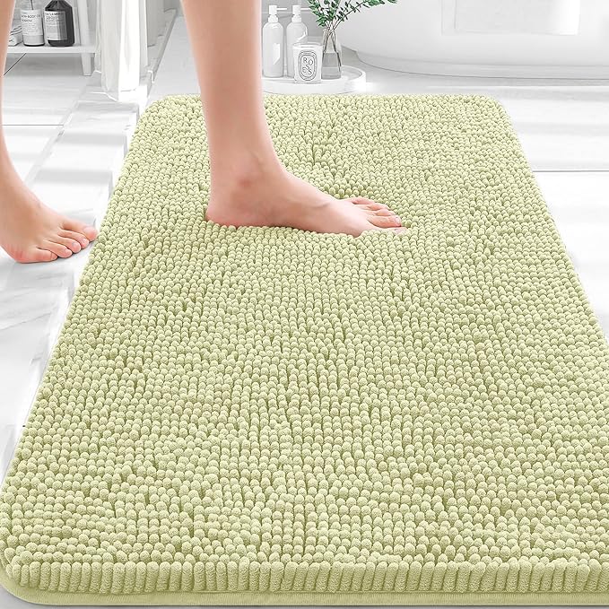 OLANLY Bathroom Rugs 36x24, Extra Soft Absorbent Chenille Bath Rugs, Rubber Backing Quick Dry, Machine Washable Bath Mats for Bathroom Floor, Tub and Shower, Home Decor Accessories, Vanilla