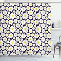 Ambesonne Floral Shower Curtain, Pastel Cartoon Like Flowers Daisies Spring Time Season Artwork Print, Cloth Fabric Bathroom Decor Set with Hooks, 69" W x 70" L, Dark Purple