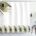 Ambesonne Peacock Shower Curtain, Exotic Peacock Feathers Symbolizing Guidance for Soul Boho Ethnic, Cloth Fabric Bathroom Decor Set with Hooks, 69" W x 70" L, White Teal