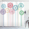 Ambesonne Floral Shower Curtain, Flower Inspired Artwork Colorful Dandelions on White Background Illustration Print, Cloth Fabric Bathroom Decor Set with Hooks, 69" W x 84" L, Dark Indigo