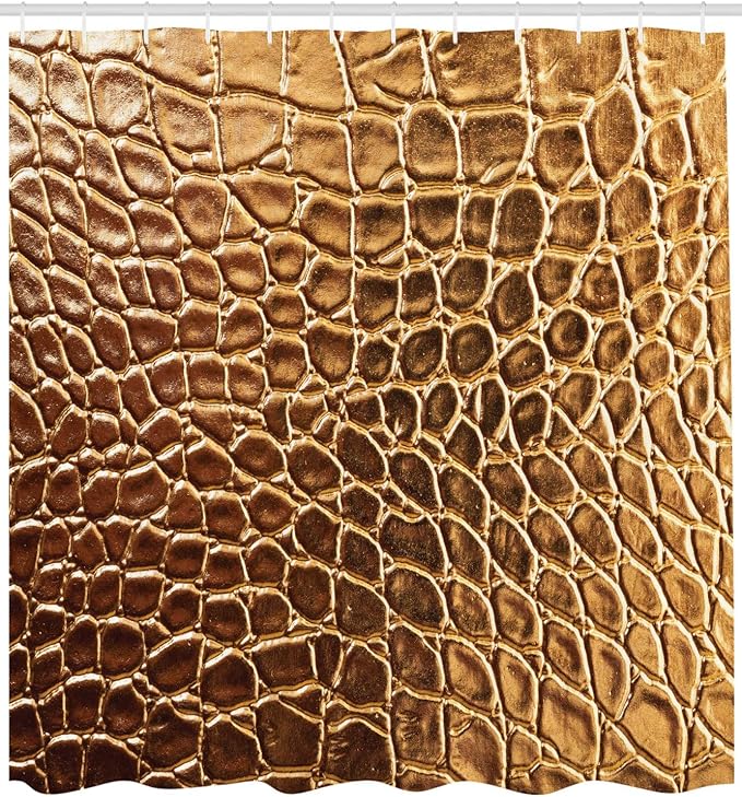 Ambesonne Animal Print Shower Curtain, Tint Vivid Crocodile Skin Nature Life Toughness High-End Design Artwork, Cloth Fabric Bathroom Decor Set with Hooks, 69" W x 84" L, Pale Brown