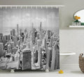 Ambesonne USA Shower Curtain,Chicago City Skyline with Aerial View Picture of Contemporary and Famous Touristic Places Vacation, Cloth Fabric Bathroom Decor Set with Hooks, 69" W x 75" L, Black Grey