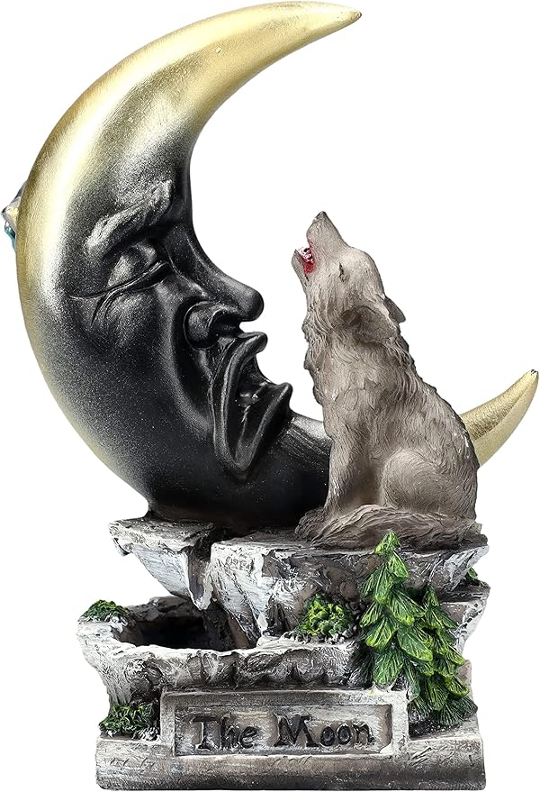 Pacific Giftware Howling Wolf Moon Backflow Incense Burner Fantasy Figurine