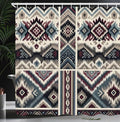 Ambesonne Ethnic Shower Curtain, Folk Geometric Zigzag and Abstract Shapes with Southwestern Inspirations, Cloth Fabric Bathroom Decor Set with Hooks, 69" W x 84" L, Blue Grey Plum Dimgray