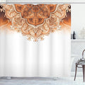 Ambesonne Moroccan Shower Curtain, Floral Art Vintage Style Eastern Architectural Elements Oriental Pattern, Cloth Fabric Bathroom Decor Set with Hooks, 69" W x 75" L, Burnt Orange