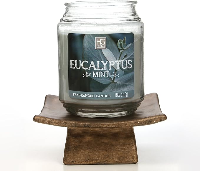 Hosley Square Candle Holder Pedestal with Incense Stick Holder – Decorative Display Stand for Pillar Candles, Small Décor & Meditation Spaces