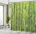 Ambesonne Bamboo Print Shower Curtain, Exotic Tropical Forest Fresh Color Nature Wild Trees and Leaves, Cloth Fabric Bathroom Decor Set with Hooks, 69" W x 70" L, Forest Green