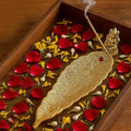 Pure Source India Aluminum Incense Holder & Ash Catcher Agarbatti Stand Featuring Ganesh Figurine (9x2 inch, Gold)