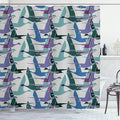 Ambesonne Geese Shower Curtain, Flying Ducks Mallard and Waterfowl Shapes Theme Colorful Abstract Print, Cloth Fabric Bathroom Decor Set with Hooks, 69" W x 70" L, Lilac Green