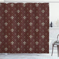 Ambesonne Fleur De Lis Shower Curtain, Fleur-de-Lis in Diamond Shape Lines Classical Cultural Victorian Style, Cloth Fabric Bathroom Decor Set with Hooks, 69" W x 70" L, Green Maroon
