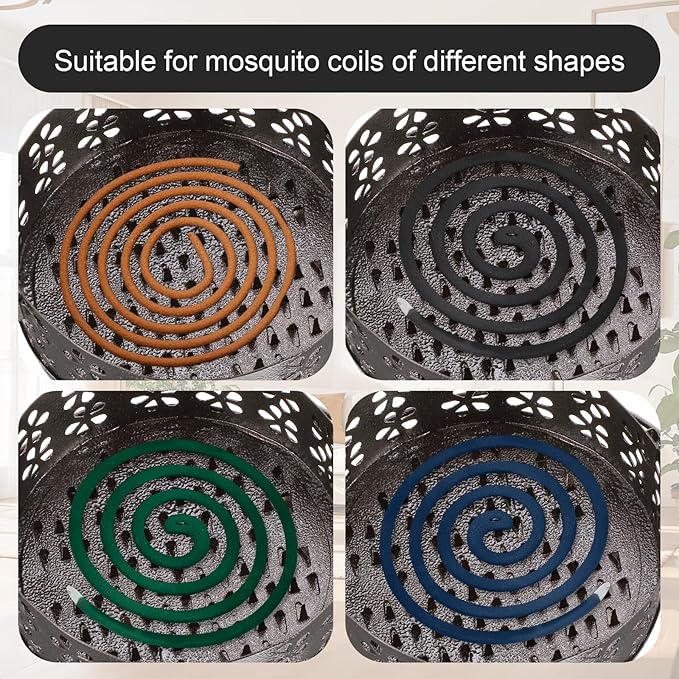 4Pcs Portable Mosquito Coil Holder, Coil Incense Holder with Handle Round Heat-Resistant Mosquito Incense Burner for Indoor Outdoor Hanging Camping Patio (Bronze)