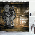 Ambesonne Industrial Shower Curtain, Wrecking Crew Waiting for a Demolition Messy Dust Vintage Large City Repair, Cloth Fabric Bathroom Decor Set with Hooks, 69" W x 75" L, Khaki Grey