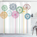 Ambesonne Floral Shower Curtain, Flower Inspired Artwork Colorful Dandelions on White Background Illustration Print, Cloth Fabric Bathroom Decor Set with Hooks, 69" W x 70" L, Fern Green