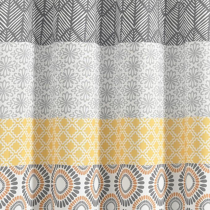 Lush Decor Bohemian Stripe Shower Curtain, 72" W x 72" L, Yellow & Gray - Bathroom Curtain - Striped Shower Curtain - Boho Decor - Fabric Shower Curtains (Pack of 6)
