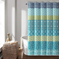 Lush Decor Bohemian Stripe Shower Curtain 72" W x 72" L Blue & Green - Bathroom Curtain - Striped Shower Curtain - Boho Decor - Fabric Shower Curtains