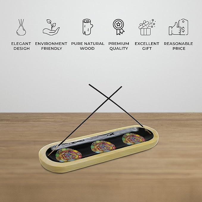 AAKRITI Wooden Incense Holder Wood | Exclusive 2-in-1 Multitasking Design | Natural & 100% Eco-Friendly | Perfect for Housewarming, Christmas, Birthday, (Mandala)……