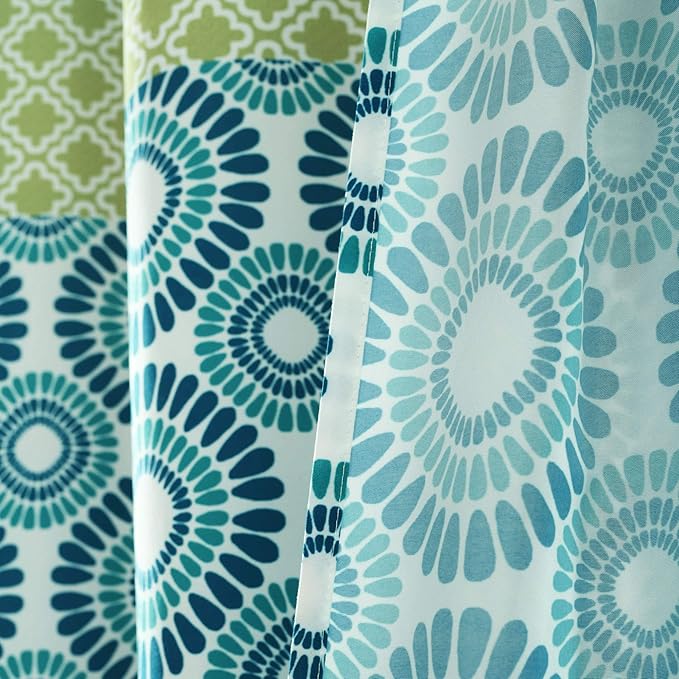 Lush Decor Bohemian Stripe Shower Curtain 72" W x 72" L Blue & Green - Bathroom Curtain - Striped Shower Curtain - Boho Decor - Fabric Shower Curtains