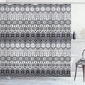 Ambesonne Grey Shower Curtain, Nordic Snowflake Knit Patterns Scandinavian Motifs Traditional and Modern Print, Cloth Fabric Bathroom Decor Set with Hooks, 69" W x 70" L, Gray White
