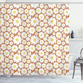 Ambesonne Floral Shower Curtain, Pastel Cartoon Like Flowers Daisies Spring Time Season Artwork Print, Cloth Fabric Bathroom Decor Set with Hooks, 69" W x 75" L, Cinnamon White