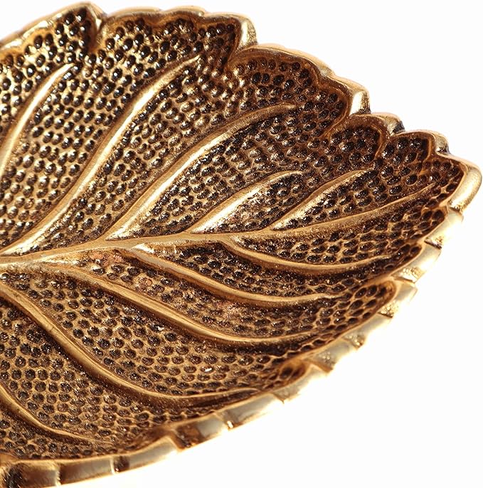 Pure Source India Leaf Design Incense Burner Holder/Incense Stick Holder Ash Catcher for Home Office Fragrance Yoga Meditation