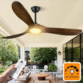 Haipeel 60 Inch Ceiling Fans with Lights, Propeller Solid Wood Ceiling Fans with Light and Remote Control for Outdoor Ceiling Fan with Light for Patio Farmhouse, DC ETL Listed, Oil Rubbed Bronze