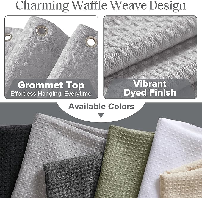 Madison Park Shower Curtain Waffle Weave, Vibrant Dyed, Waffle Shower Curtain 3M Scotchgard Moisture Management, Farmhouse Shower Curtains for Bathroom, Standard: 72x72 Grey