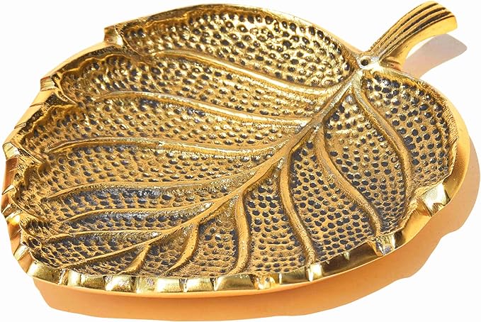 Pure Source India Leaf Design Incense Burner Holder/Incense Stick Holder Ash Catcher for Home Office Fragrance Yoga Meditation