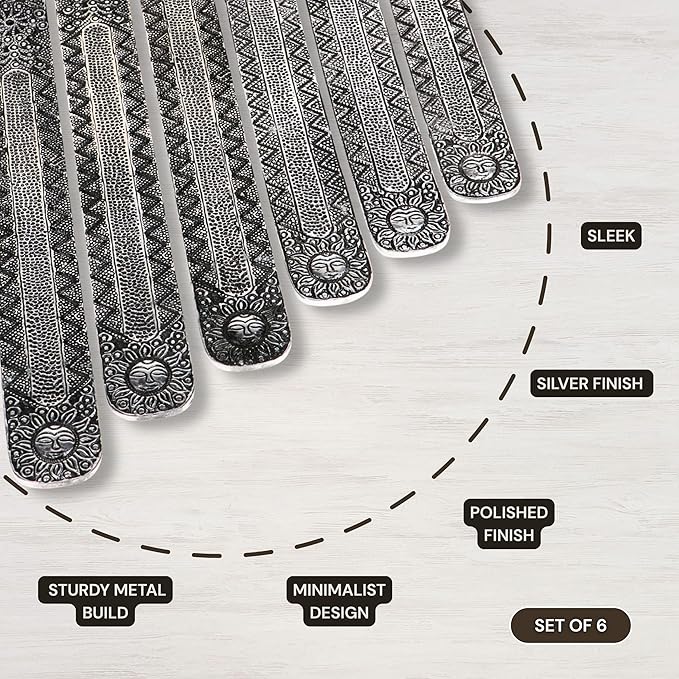 Hosley Antique Silver Aluminium Incense Holders. Set of 1, Each 9.5-Inch-Long Holder, Rich Antique Silver Finish Adding Rustic Charm to Any Room, Perfect for Home Ambiance and Décor