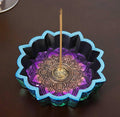 Ebros Gift New Age Colorful Iridescent Chakra Rainbow Buddhist Mandala 8 Spokes Wheel Flower Incense Stick Holder Burner Figurine Yoga Meditation Home Fragrance Accent