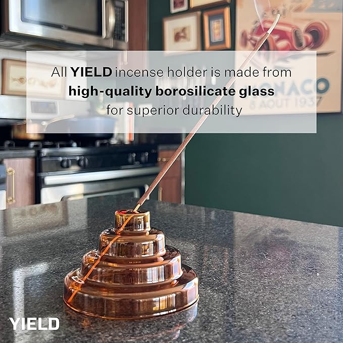 Yield Meso Glass Incense Holder - Clear - Premium Quality Glass Incense Stick Holder - Ideal for Aromatherapy, Meditation, Yoga – Ornamental Piece for Home, Office Décor