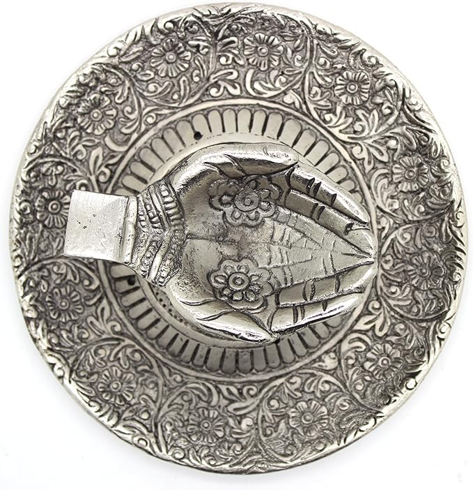 Govinda - Tibetan Incense Burner Offering Hands with OM - 4.5 Inches Diameter X 1.25 Inches High