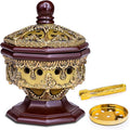 AM Lux Octagon Incense Burner – Charcoal Bakhoor, Cone & Frankincense Resin Holder | Mabkhara for Office, Spiritual Room & Islamic Gifts (Bronze)