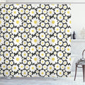 Ambesonne Floral Shower Curtain, Pastel Cartoon Like Flowers Daisies Spring Time Season Artwork Print, Cloth Fabric Bathroom Decor Set with Hooks, 69" W x 70" L, Dark Grey