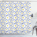 Ambesonne Floral Shower Curtain, Pastel Cartoon Like Flowers Daisies Spring Time Season Artwork Print, Cloth Fabric Bathroom Decor Set with Hooks, 69" W x 70" L, Ceil Blue