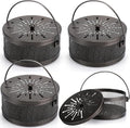 Lallisa 4 Pieces Mosquito Coil Holder Incense Coil Holder Round Retro Portable Metal Hanging Incense Burner with Handle for Home Camping Indoor Outdoor Patio(Bronze)
