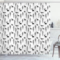 Ambesonne Forest Shower Curtain, Christmas Spirit Inspired Sketchy Reindeer Pine Trees Rabbits Animal Design, Cloth Fabric Bathroom Decor Set with Hooks, 69" W x 84" L, White Black