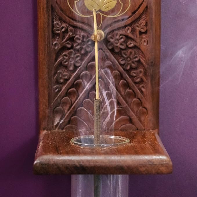Handcrafted Wooden Unique Inverse Incense Holder with Efficient Ash Catcher Testube Design – Ideal Gift Option, Yoga Spaces, spa Corners, Altar Tables, and Mindful Living