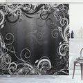 Ambesonne Abstract Shower Curtain, Mystic Forest Floral Swirls Leaves Nature Fading Ombre Effect Illustration, Cloth Fabric Bathroom Decor Set with Hooks, 69" W x 70" L, Dark Silver Grey