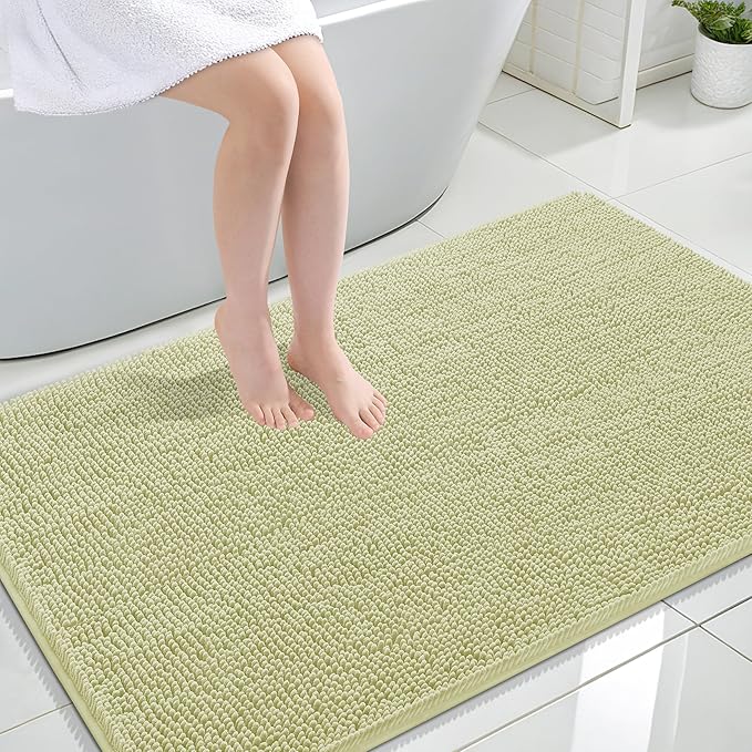 OLANLY Large Bathroom Rugs 47x32, Extra Soft Absorbent Chenille Bath Rugs, Rubber Backing Quick Dry, Machine Washable Bath Mats for Bathroom Floor, Tub and Shower, Home Decor Accessories, Vanilla