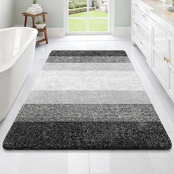 OLANLY Large Bathroom Rugs Mat 70x46, Extra Soft Absorbent Microfiber Bath Rugs, Rubber Backing, Quick Dry, Machine Washable Bath Mats for Bathroom Floor, Tub and Shower, Home Decor Accessories, Black