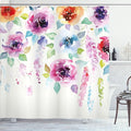 Ambesonne Abstract Shower Curtain, Modern Design Watercolor Style with Floral Leaves Seemed Ombre Details Art Print, Cloth Fabric Bathroom Decor Set with Hooks, 69" W x 75" L, Pink Orange