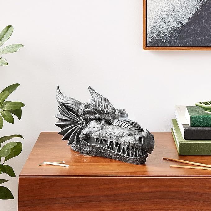 Design Toscano Stryker the Smoking Dragon Sculptural Incense Box