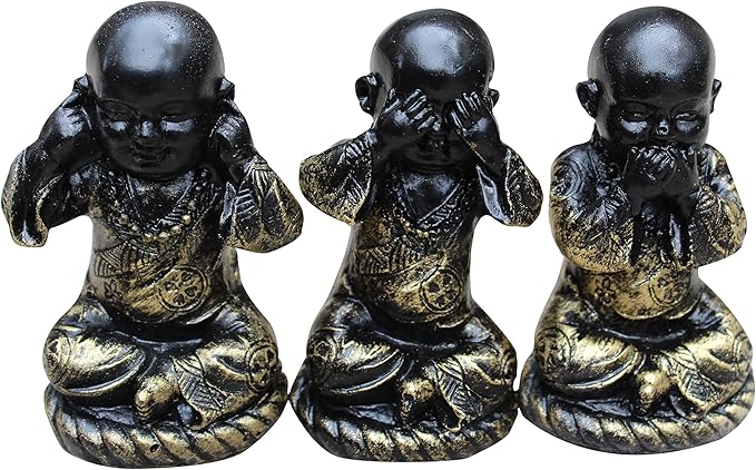 Zen Garden Meditation Garden 3 Buddha See, Speak, Hear No Evil Statues, Incense Holder, Incense, 2 Tea Light Holders, Rocks, Sand, Rake (Candles Not Included)