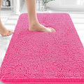 OLANLY Bathroom Rugs 32x20, Extra Soft Absorbent Chenille Bath Rugs, Rubber Backing Quick Dry, Machine Washable Bath Mats for Bathroom Floor, Tub and Shower, Home Decor Accessories, Hot Pink
