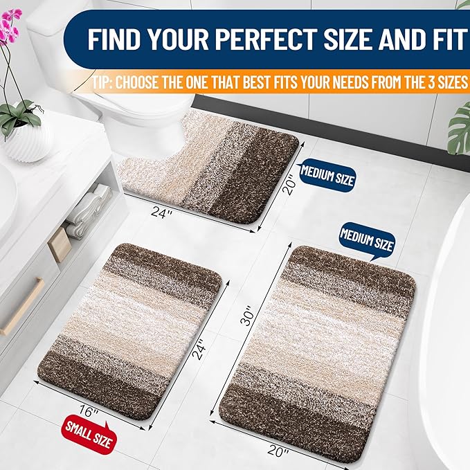 OLANLY Bathroom Runner Rugs Mat 70x24, Extra Soft Absorbent Microfiber Bath Rugs, Rubber Backing, Quick Dry, Washable Long Bath Mats for Bathroom, Tub and Shower, Home Decor Accessories, Light Brown