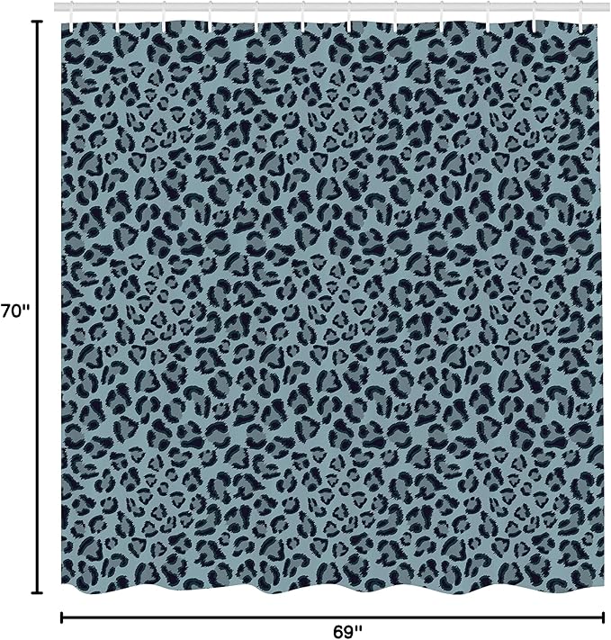 Ambesonne Animal Print Shower Curtain, Leopard Skin Wildlife Safari Design Creative Contemporary Art, Cloth Fabric Bathroom Decor Set with Hooks, 69" W x 70" L, Grey Blue